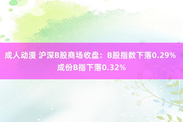 成人动漫 沪深B股商场收盘：B股指数下落0.29% 成份B指下落0.32%