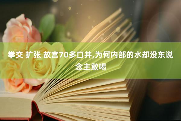 拳交 扩张 故宫70多口井,为何内部的水却没东说念主敢喝