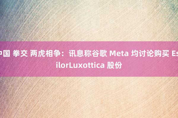 中国 拳交 两虎相争：讯息称谷歌 Meta 均讨论购买 EssilorLuxottica 股份