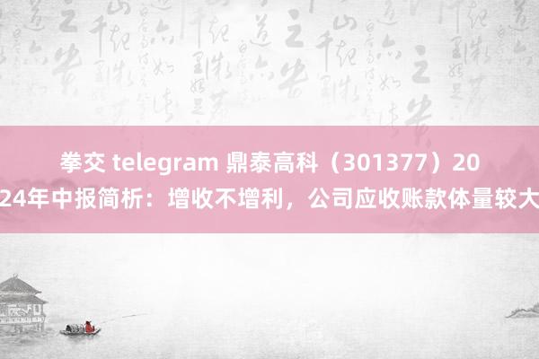 拳交 telegram 鼎泰高科（301377）2024年中报简析：增收不增利，公司应收账款体量较大