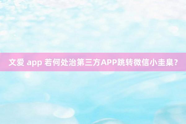 文爱 app 若何处治第三方APP跳转微信小圭臬？